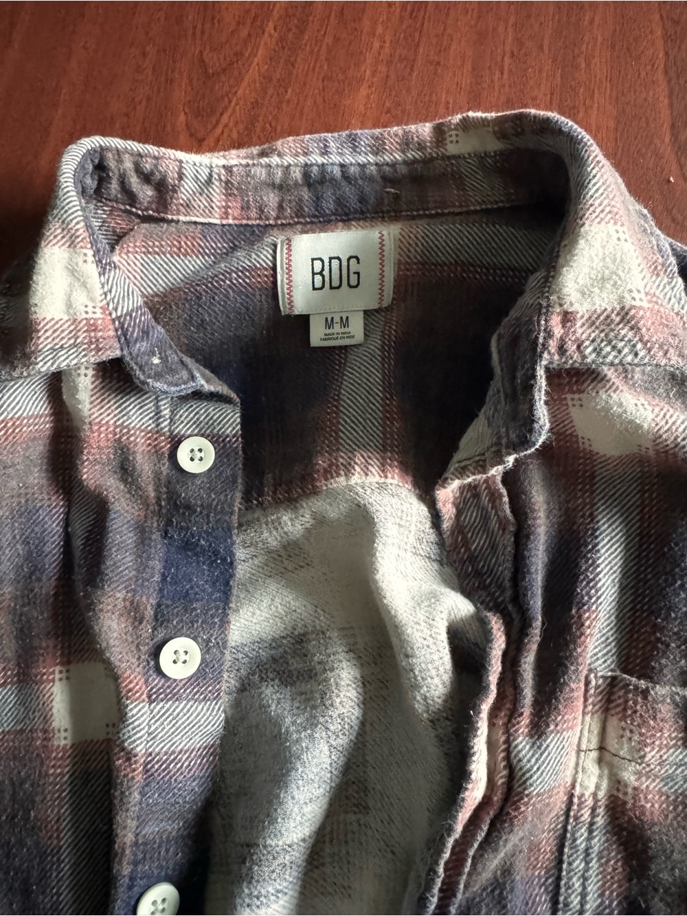 BDG for Urban Outfitters Men’s Plaid Button-Down Shirt in Navy, Rust, and Cream